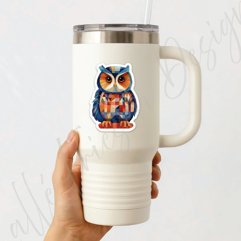 Quilted Owl Sticker