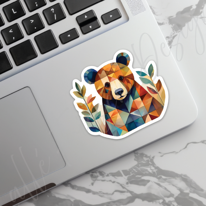 Quilted Brown Bear Sticker, Quilting & Sewing