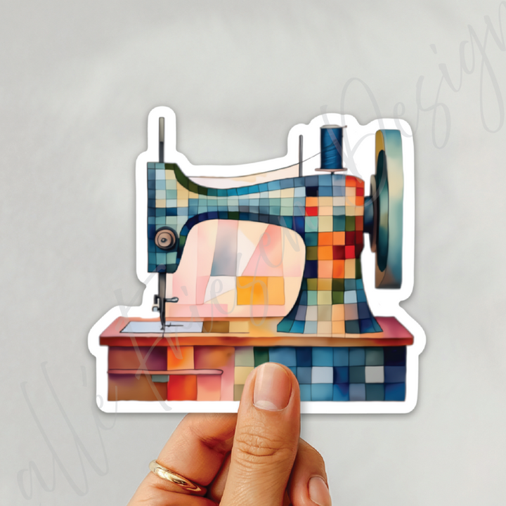 Rainbow Quilt & Sewing Machine Sticker