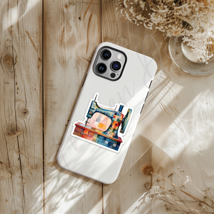 Rainbow Quilt & Sewing Machine Sticker