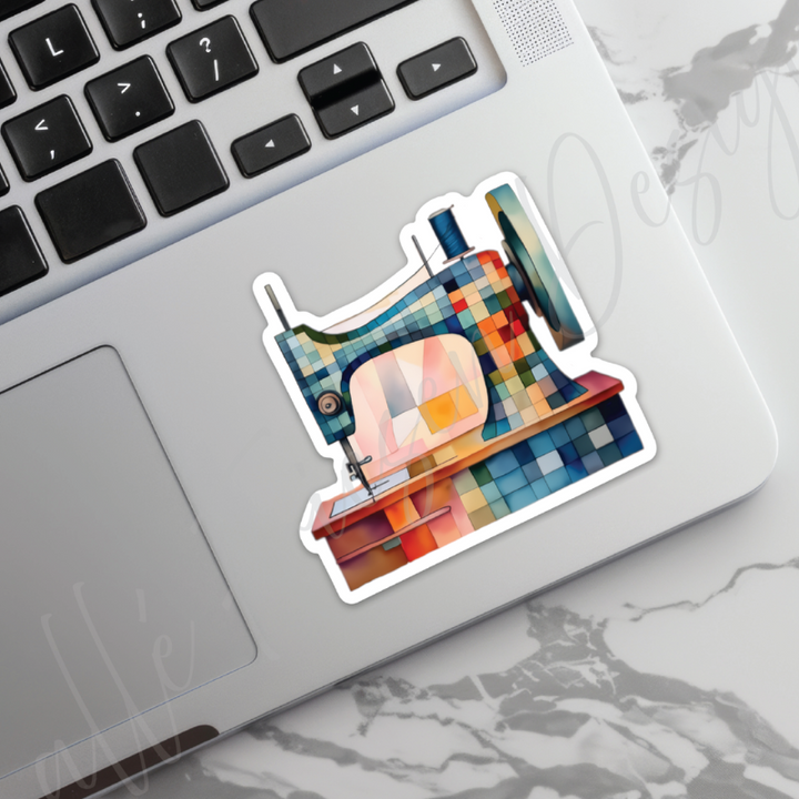 Rainbow Quilt & Sewing Machine Sticker
