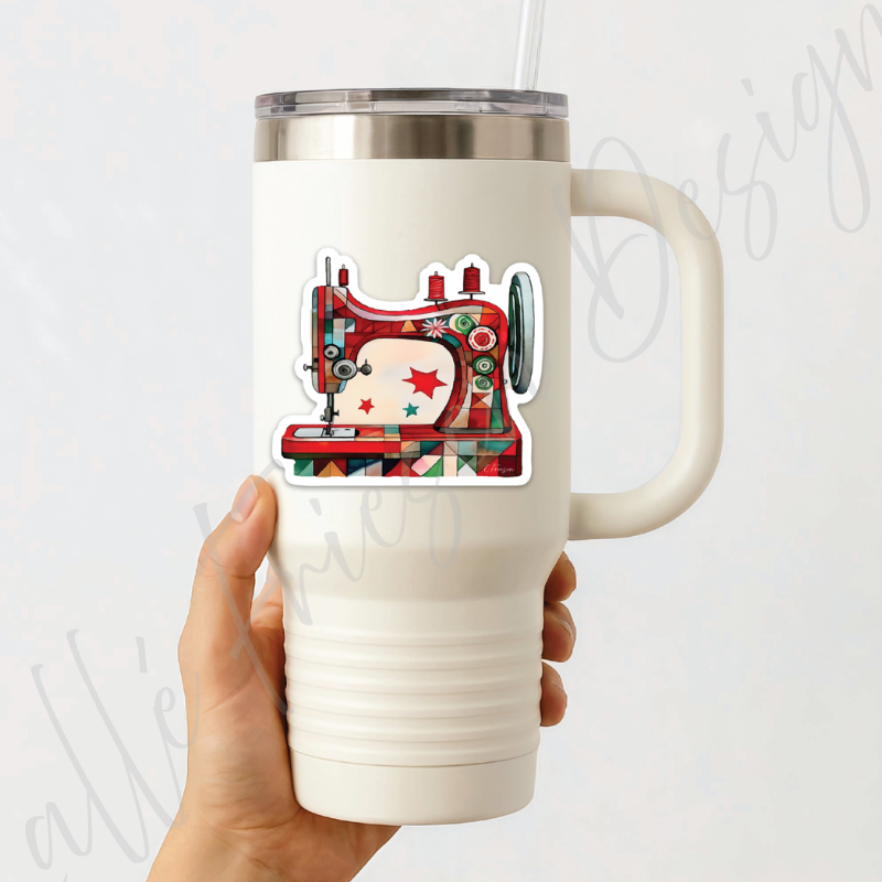 Holiday Sewing Machine Sticker, Quilting & Sewing