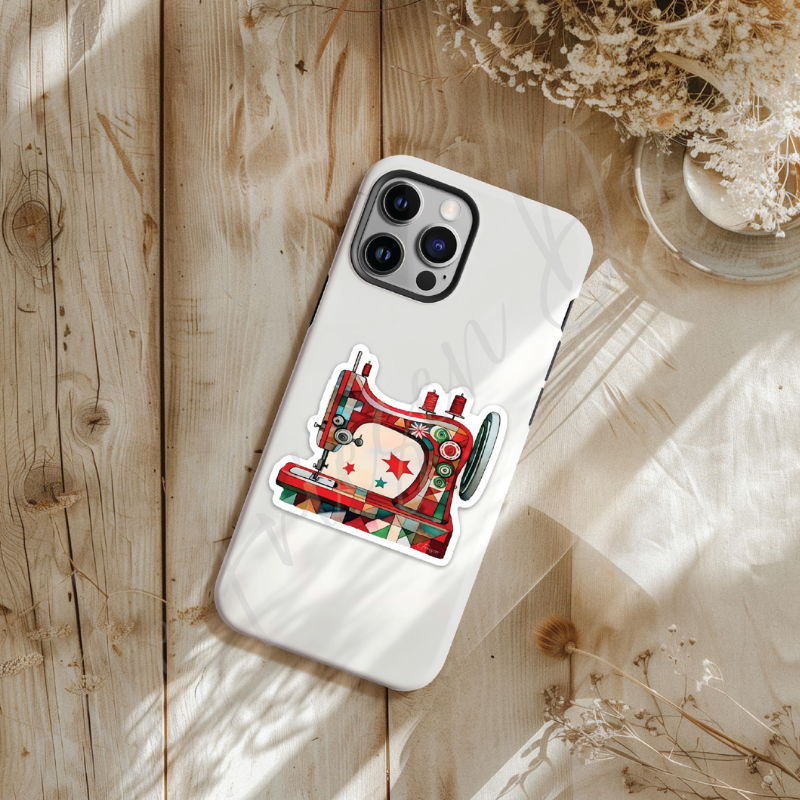 Holiday Sewing Machine Sticker, Quilting & Sewing