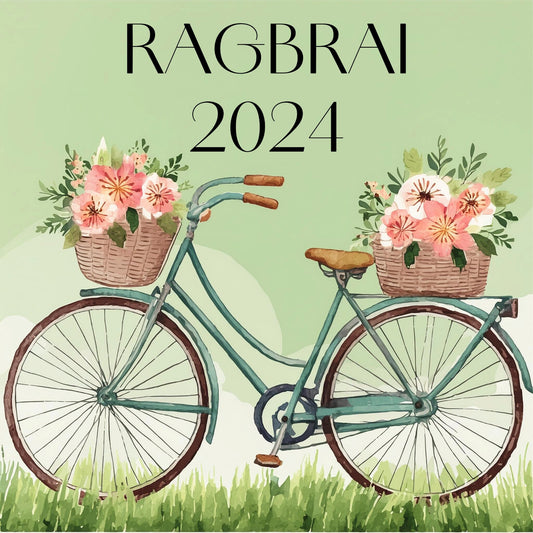 RAGBRAI 2024 set of 5 nostalgic tile prints celebrating the Register's Annual Great Ride Across Iowa - printable digital files.