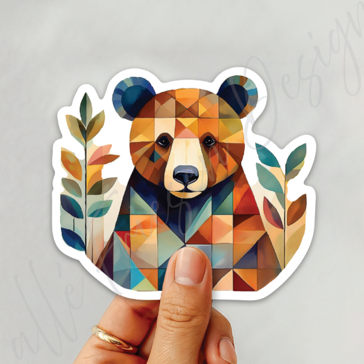 Quilted Brown Bear Sticker, Quilting & Sewing