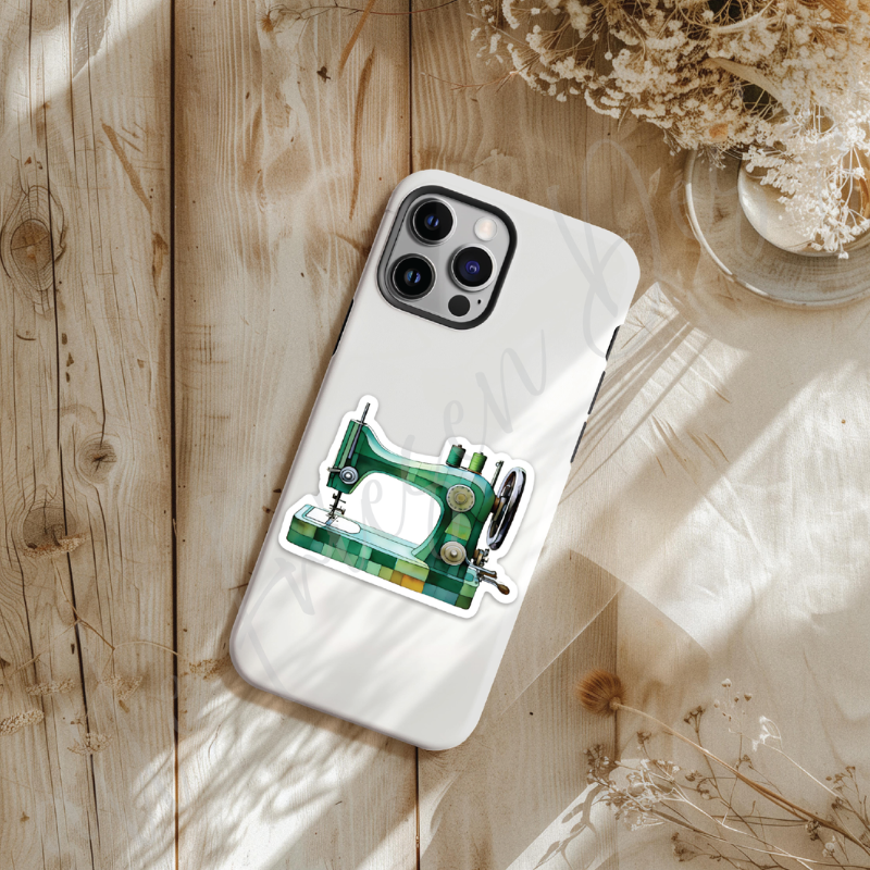 Green Machine Sticker. Quilting & Sewing