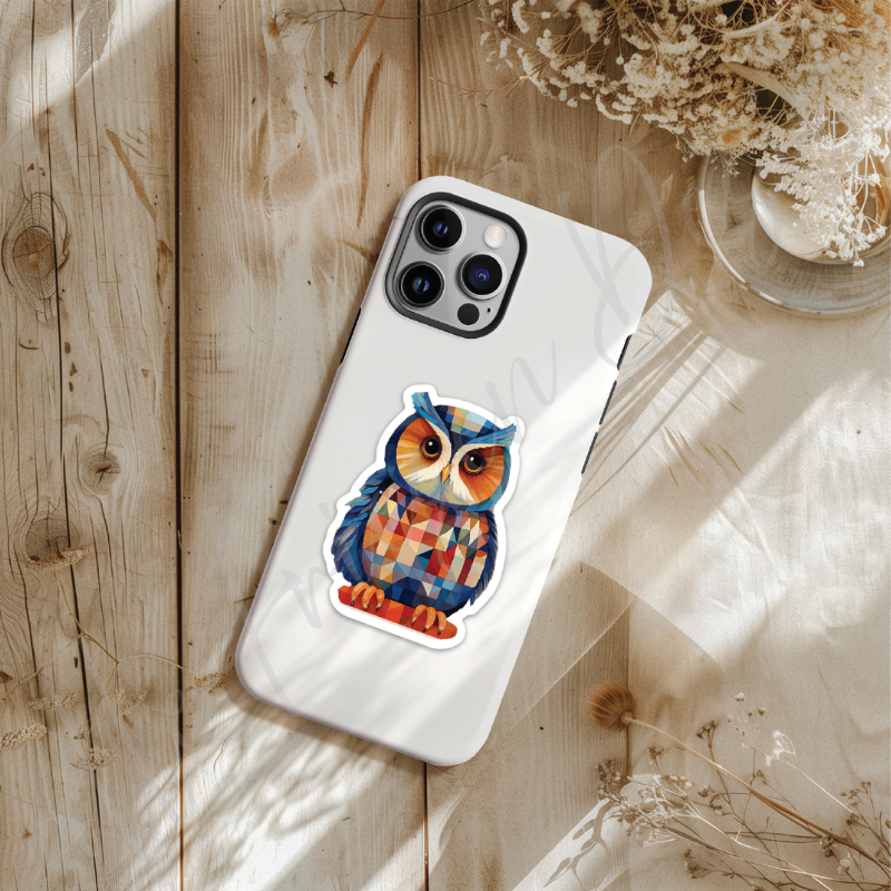 Quilted Owl Sticker