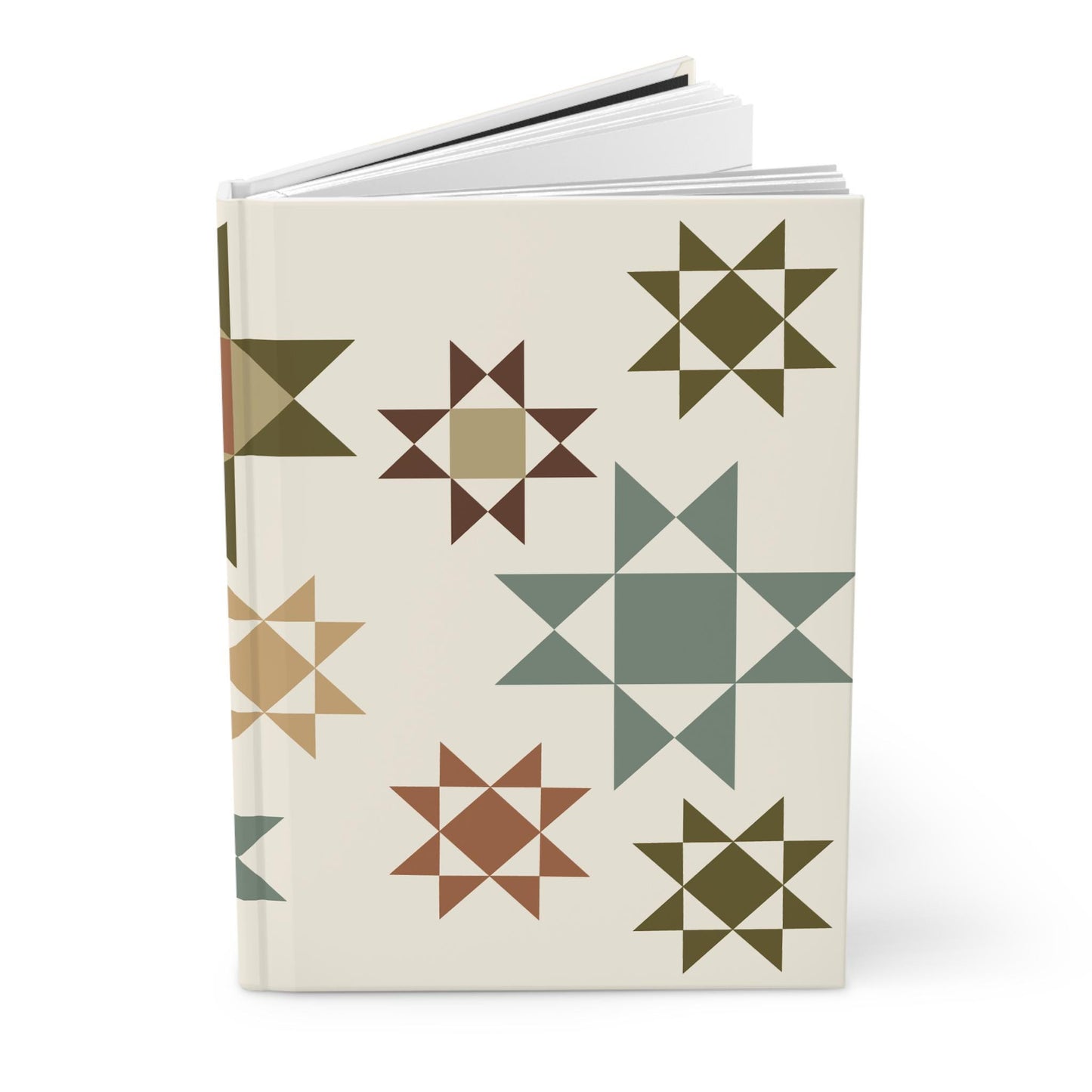 Quilted Star Hardcover Journal - Medium Size 5.75" x 8" - 150 Lined Pages - Minimalist Quilt Block Design - Gift for Quilters or Writers