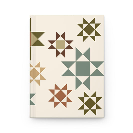 Quilted Star Hardcover Journal - Medium Size 5.75" x 8" - 150 Lined Pages - Minimalist Quilt Block Design - Gift for Quilters or Writers