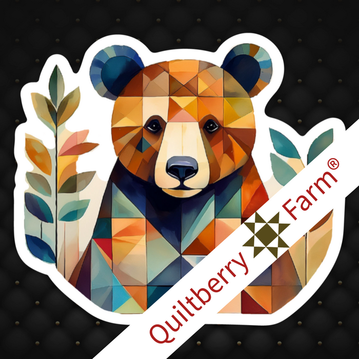 Quilted Brown Bear Sticker, Quilting & Sewing