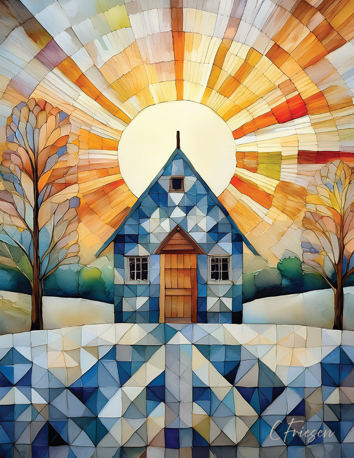 Quilted Cabins Collection I: A2 Rectangular  Portrait Design  5-Card Box Set