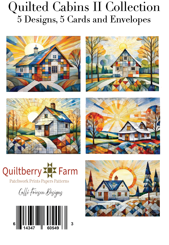 Quilted Cabins Collection II: A2 Rectangular Landscape Design 5-Card Box Set