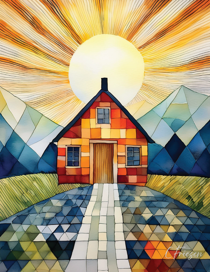 Quilted Cabins Collection I: A2 Rectangular  Portrait Design  5-Card Box Set