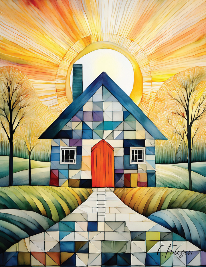 Quilted Cabins Collection I: A2 Rectangular  Portrait Design  5-Card Box Set