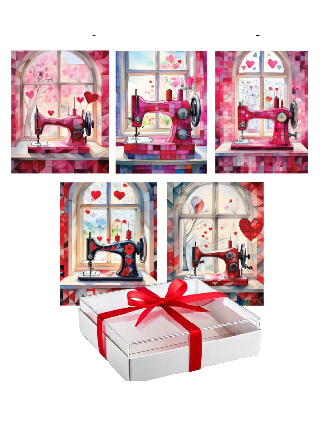 Sew In Love Valentine Collection A2  5- Card  Box Set