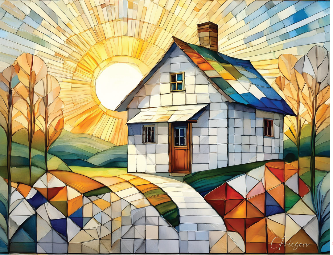 Quilted Cabins Collection II: A2 Rectangular Landscape Design 5-Card Box Set