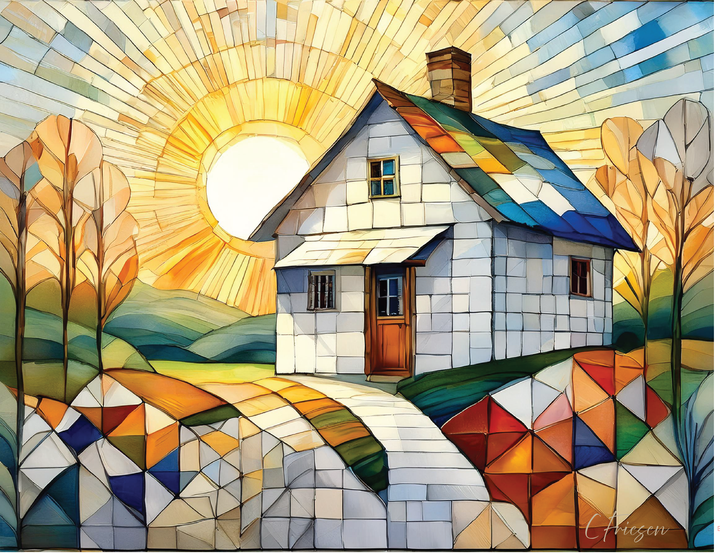 Quilted Cabins Collection II: A2 Rectangular Landscape Design 5-Card Box Set