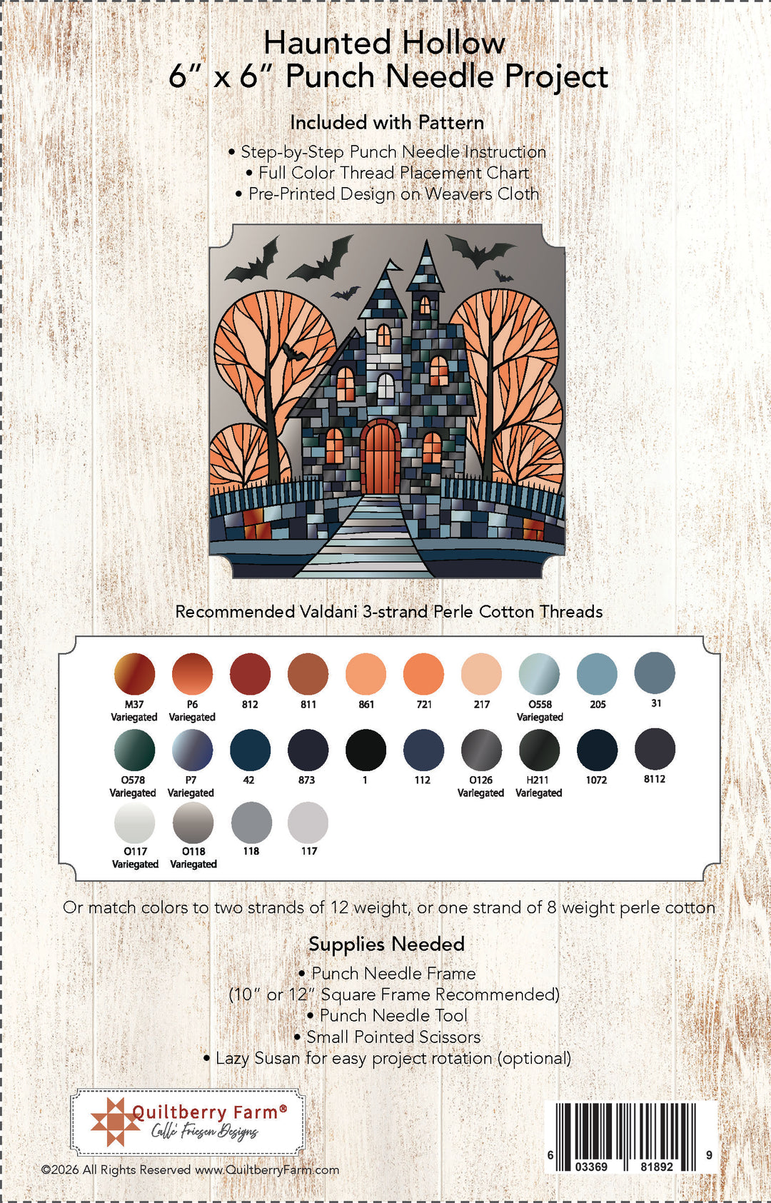 Haunted Hollow Punch Needle Pattern jacket back