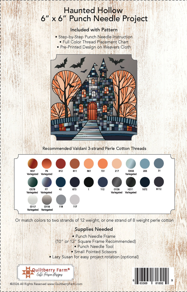Haunted Hollow Punch Needle Pattern jacket back