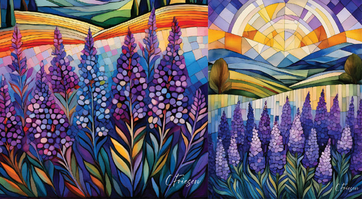 Two lavender greeting card covers