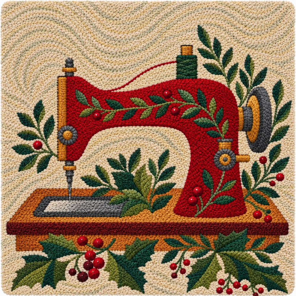 Little Red Elf Machine Punch Needle Pattern cover
