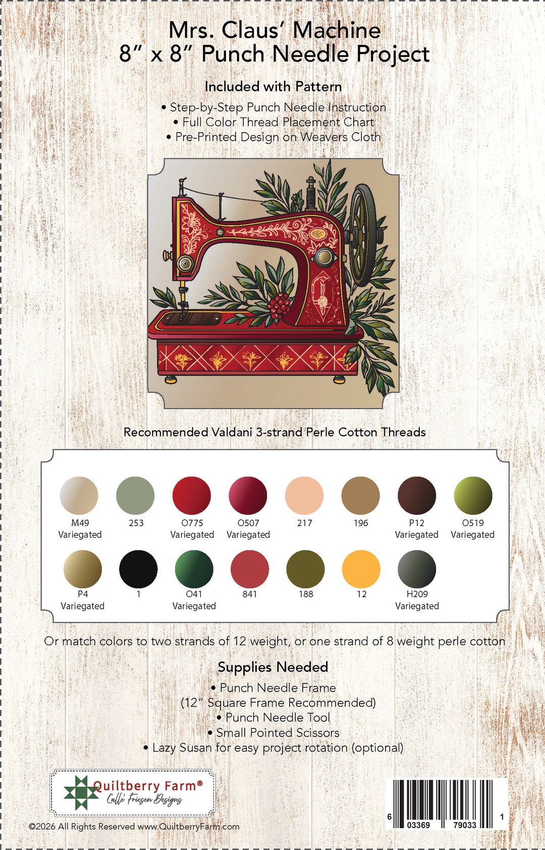 Mrs. Claus' Machine Punch Needle Pattern jacket back