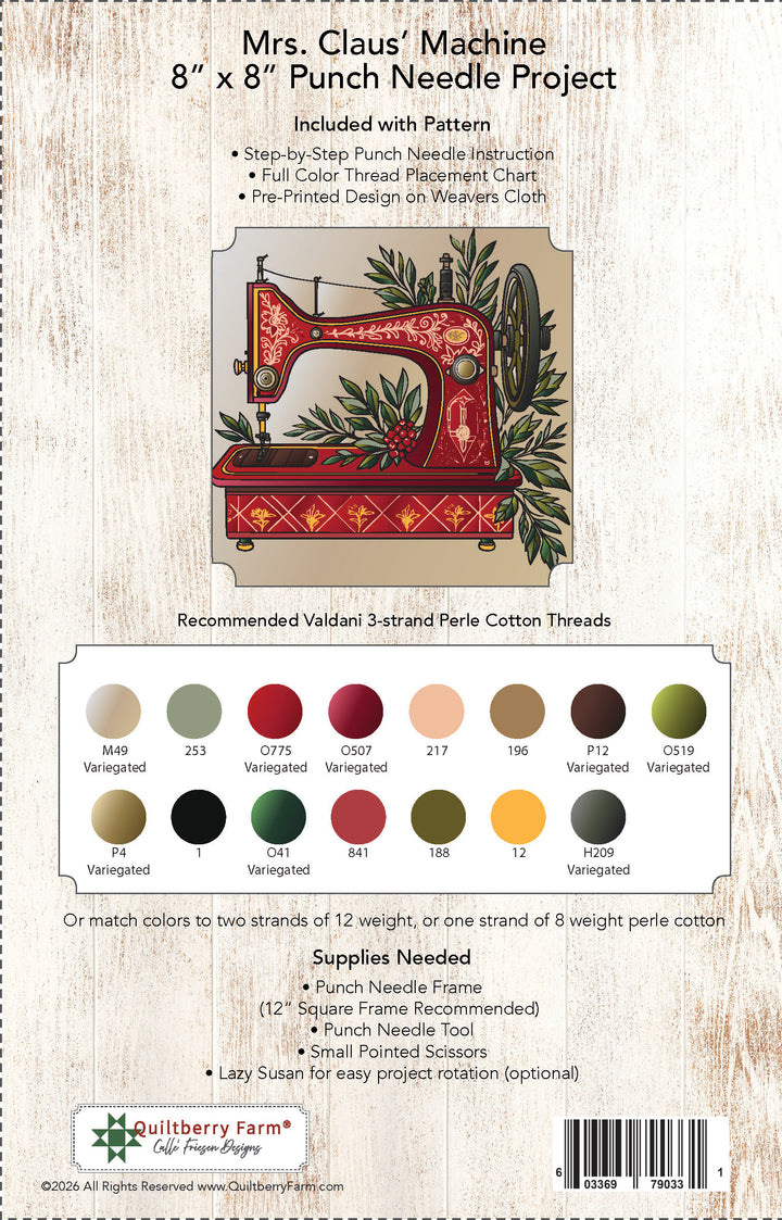 Mrs. Claus' Machine Punch Needle Pattern jacket back