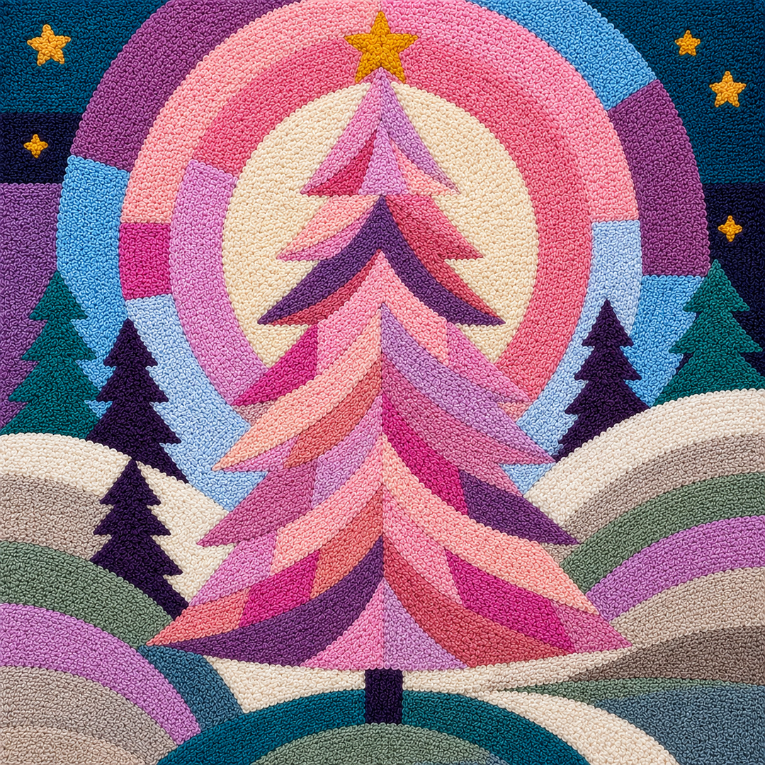 Oh Pink Christmas Tree Punch Needle Pattern cover