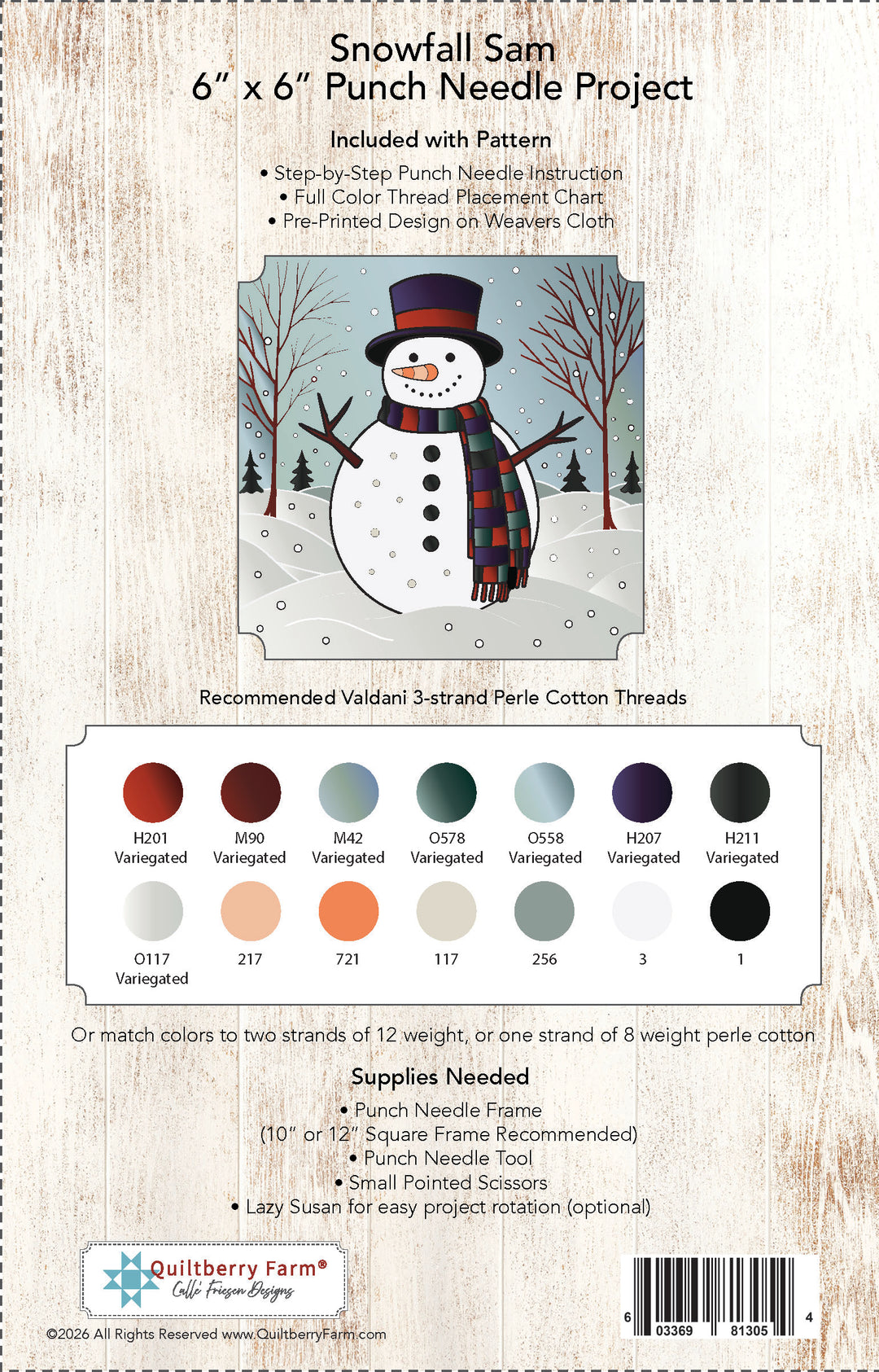 Snowfall Sam Punch Needle Pattern jacket back